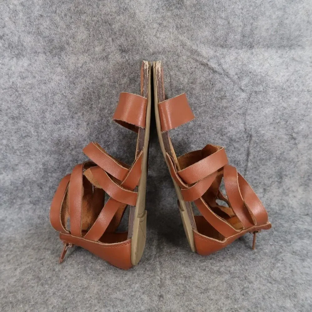 Wonder Nation Shoes Kids 13 Sandals Casual Strappy Flats Zip Girls Toddler Brown